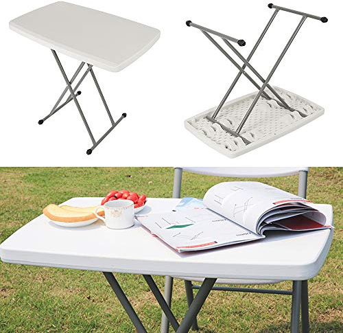 Willonin Klapptisch Campingtisch klein Esstisch Gartentisch faltbar und höhenvertstellbar Tischrahmen aus Aluminium Keine Montage und leicht Transport,76 x 50 x 50/62/74 cm (Weiß)