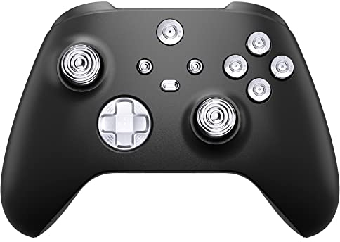 eXtremeRate 11 in 1 Custom Silber Metall Tasten für Xbox Series X/S Controller, Aluminum Knöpfe Steuerkreuz D-Pad ABXY Buttons Ersatz Thumbsticks Analogsticks Zubehör für Xbox Series X S Controller