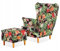 Family Meble Ohrensessel mit Hocker, Modell Print, Skandinavisch, Relaxsessel aus Webstoff, Loungesessel, Ohrensessel mit Hocker, Bequemer Sessel, Für Wohnzimmer, Esszimmer, Schlafzimmer, Dachte 16