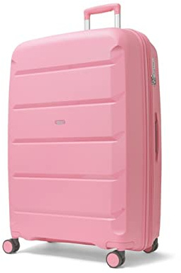 Rock Tulum Large 105/116L Expandable Hard Shell Suitcase - Bubblegum Pink | Lightweight & Durable - Telescopic Handle - Impact-Resistant - 8 Smooth Wheels - TSA Lock - 78x51x31/34cm - 5.0kg Weight