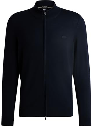 BOSS Herren Balonso-L Cardigan aus Schurwolle mit Reißverschluss und Logo-Stickerei
