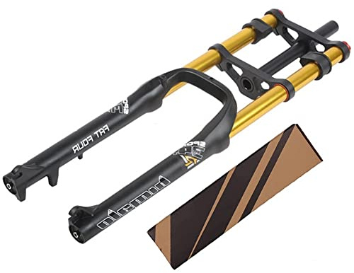 26 Zoll MTB Luftgabel Snow Fatbike Federgabel Federweg 140MM Zugstufeneinstellung Für 4,0 Reifen Doppelte Schulter 1-1/8'' Dämpfungseinstellung QR Zum Strandfahrräder E-Bike (Color : Gold)
