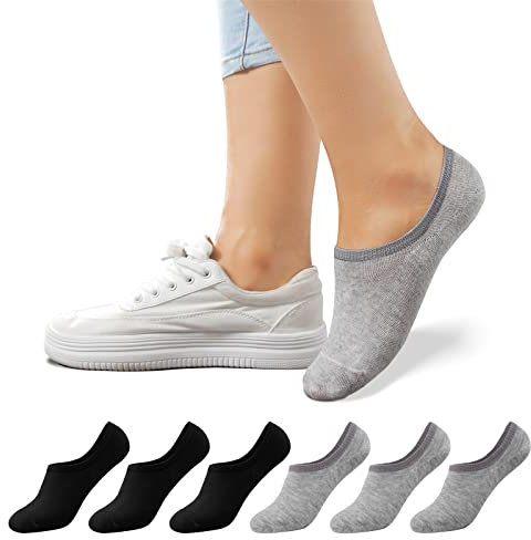 SIMIYA Invisible Socks No Show Socks for Women Casual Low Cut Socks with Non Slip Grip Cotton Liner Socks 6 Pairs