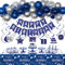 Youerls Birthday Decor, Blue and Sliver Birthday Decor ,Birthday Party Decor , Happy Birthday Banner Balloons Table Cloths,Hanging Swirls Decor (ZC-BULINKBA)