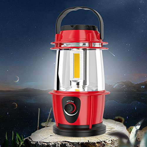PKKP LED Campinglampe Batteriebetrieben, Tragbares Camping Lantern Akku mit 300 Lumen Notbeleuchtung, Stufenloses Dimmen, Wasserdichte Zeltlicht for Emergencies, Camping, Outdoors, Hiking (Rot)