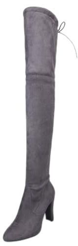 ticticlily Stivali Donna Overknee Tacchi Alti al Ginocchio Stivali Alti Camoscio Calda Stivali Invernali Stivali Lunghi Elastico Comodi con Tacco a Blocco A Grigio 39 EU