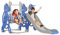YUENFONG 4-in-1 Kinderrutsche und Schaukel Kinder Spielset mit Basketballkorb, Fun-Slide faltbar Kleinkinderrutsche, für ab 1 Jahre alt Kinder, Maximale last 50kg(Typ B)