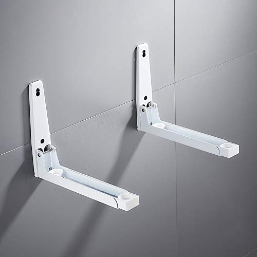 MEETOZ Universal Wall-Mounted Microwave Brackets (Set of 2) - White, arms Extend from 9.3 to 15.4