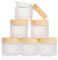 6 Stück Glas Döschen,60ml Leer Dosen,Creme behälter,Kleine Dosen mit Bezug aus Holzmaserung,Mattiert Glastiegel Benutzt für Kosmetika,Lippenbalsam,Lotionen,Cremes,Proben Reisebehälter