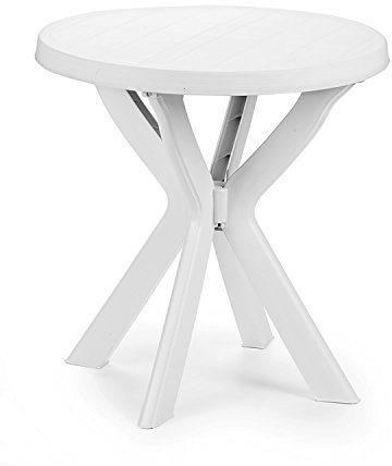 INDA-Exclusiv Bistrotisch Kunststoff Ø70xH72cm rund Balkontisch Beistelltisch Gartentisch Terrassentisch, Farben:Weiß