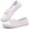 Harvest Land Womens Canvas Shoes Ladies Fashion Plimsolls Soft Trainers Low Top Slip on Sneaker White 5.5