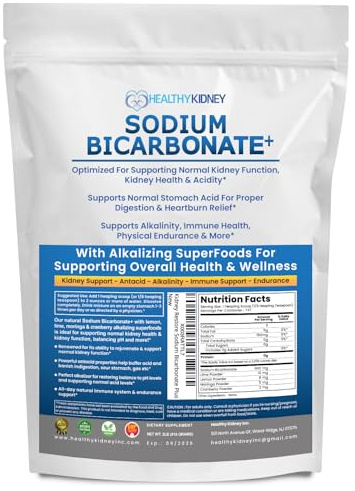 Organic Sodium Bicarbonate Alkaline Supplement For Alkalinity. Support Kidneys & Stomach Acid Neutralizer with Alkaline Superfoods. Sodium Bicarbonate Powder Kidney Immune Support Antacid Sports 2 LB.