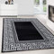 Teppium Moderner Kurzflor Teppich Wohnzimmer 300x400 (280 x 370 cm) Schwarz - Teppich Waschbar, Mäander-Design, Pflegeleicht und Weich - Ideal für Schlafzimmer, Esszimer und als Küchenteppich