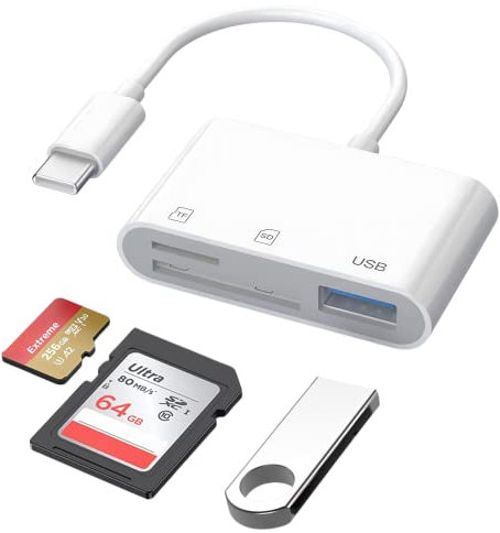 USB C SD Card Reader, Micro SD/SD Card Adapter for iPhone 15,iPad Pro, Chromebook, MacBook Air/Pro, 3 in 1 Type C to Camera Memory Card Adapter with Galaxy and More USB C Devices