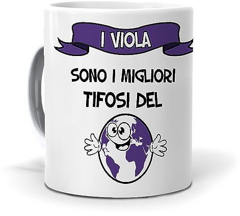 PALLE MONDO Regalo originale. Idea da regalare. Tazza I viola sono i migliori tifosi del mondo. Ceramica 350 ml.