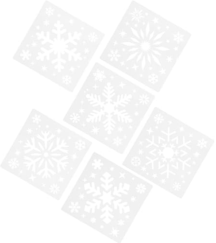 EXCEART 3D-Weihnachtsschablonen-Vorlagen 6 Stück Kunststoff-Schneeflocken-Zeichnungs-Malschablonen Vorlage Für Weihnachten Winterurlaub Malkarten Alben Sammelalbum Notizbuch Tagebuch