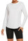 Gyabnw Womens Long Sleeve Gym Tops for UK UPF 50+ Ladies Workout Yoga Running Top Crew Neck Lightweight Soft Quick Dry Golf Activewear T-Shirt White