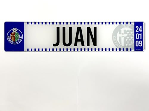 Getafe - Matricula Metacrilato Personalizada Equipo de Futbol - Matricula con Nombre - 38cm x 8cm - Placa Impresion Directa - Nombres Decorativos Personalizados