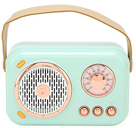 GOWENIC Retro Bluetooth Speaker Stereo，Home Karaoke，6 Sound Modes， Portable Wireless， Vintage Mini Speaker with Mic for Children， Adults，Home Party， Birthday， Mint Green