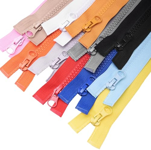 ftiemlovde 10 Farben 5mm ReißVerschluss Teilbar Verschiedene LäNgen,#5 Bunt Reissverschluss 70cm Lang Schwarz Rot Weiss Grau Blau,Reißverschlüsse Kunststoff Kaufen für Jacke Zum NäHen(10 Stücke)
