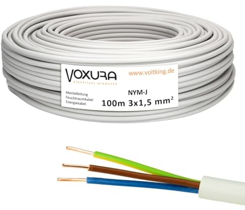 NYM-J 3x1,5 mm² 100m Ring Mantelleitung Installationskabel Stromkabel Feuchtraumkabel Kupfer