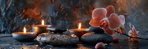 Diamond Painting Orchidee Diamond Painting Set Kerze Diamond Painting Zubehör Full, 5D Diamant Kunst Malerei DIY Set Erwachsene Basteln Mosaikherstellung, Wohnzimmer Deko Schlafzimmer, 25x75cm-Y511