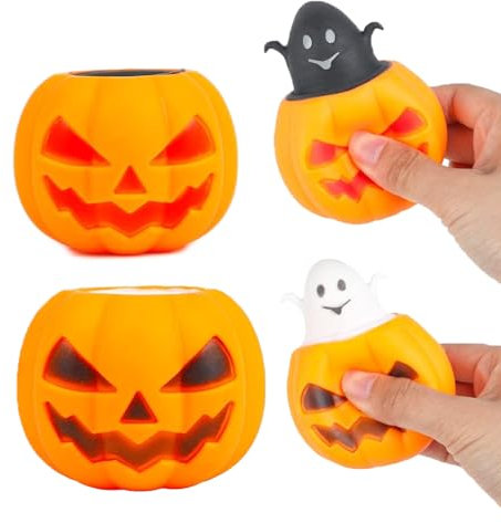 2 Stück Halloween Squishy Pop Out Kürbisspielzeug,Halloween Kürbis Spielzeug,Stress Relief Spielzeug,Pumpkin Ghost Cup Spielzeug Zum Stressabbau,Party Mitgebsel für Süßes Oder Saures Als Partygeschenk