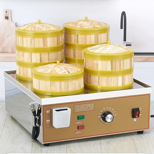 Electric Steamed Buns Machine Food Steamer Oven with 4 Holes Stainless Steel Adjustable Temperature Dry Boiling Alarm Ideal for Kitchen Cooking