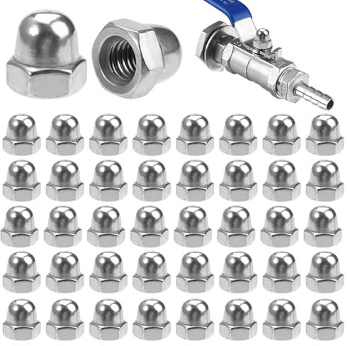 60 Piezas Tuercas Ciegas de M6, Tuercas M6 Acero Inoxidable, Tapones Hexagonales con Rosca Hembra, Tuerca Sombrerete Alta, Tuercas Tapones Roscados para Tornillos, Varillas Roscadas, Pernos Roscados