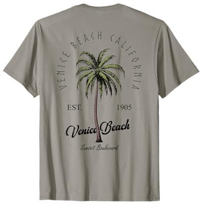 Venice Beach, Kalifornien, Motiv: Tropical Tree Island Beach, Rückseite T-Shirt