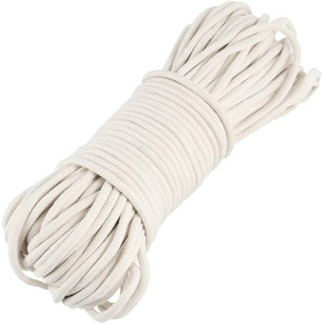 HEIYUET 100m Baumwollseil 6mm Weiß, Baumwollschnur Kordel Baumwolle Wäscheleine, geflochtene Allzweckschnur für DIY Bastelprojekte, Seilkorb, Boho Deko