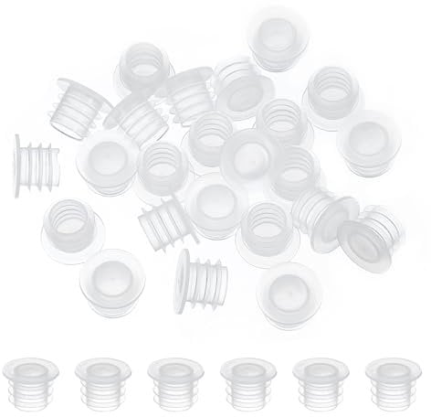 PATIKIL Salt and Pepper Shaker Stoppers 10mm/0.39, 50Pcs Plastic Salt Shaker Plug Replacement Reusable Clear Round End Cap for Pots Bottles Pipes