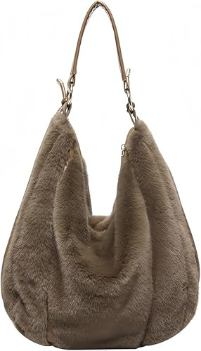 Mnbfc Plüschtasche Damen Handtasche Kunstfell: Plüsch Tasche Felltasche Puffer Tote Bag Puffer Tasche Damen Fuzzy Geldbörse für Damen Crossbody Geldbörse