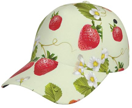 njkhbolk Unisex Erwachsene Baseball Cap Strawberry Baseball Cap Verstellbar Schwarz Einheitsgröße, Schwarz , Einheitsgröße