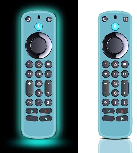 Custodia in silicone per telecomando Fire TV TV Glow in The Dark, cover remota per Fire TV Pro Voice Smart TV Fire Smart TV 2022(blu brillante) – 【 Confezione da 2 pezzi)