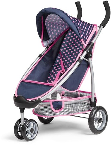 Bayer Design 39952AC Puppenwagen Jogger Sport, integrierten Gurt, Doppelräder vorne, Softer Griff, Blau, Rosa