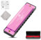 Harmonica Diatonic Blues Harmonica C Harmonica Key Harmonica 10 Trous avec étui de Protection, Cadeau D'harmonica Standard pour Adultes, Professionnels, Débutants et étudiants (Rose)