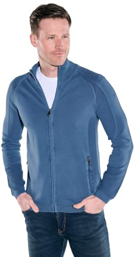 engbers Herren Cardigan mit Troyerkragen, Mittelblau