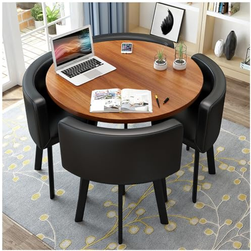63,80cm,Quadratisches/Rundes Esstisch- und 4-Stühle-Set, Kleines Büro-Konferenztisch-Set, Moderne Freizeit-Esszimmermöbel, für Kompakte Bereiche