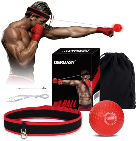 Dermasy Upgraded Boxing Reflex Ball, Boxing Training Ball with Headband Perfect for Reaction, Punching Speed, Fight Skill, Fitness, Newst Boxing Equipment (1 Ball)