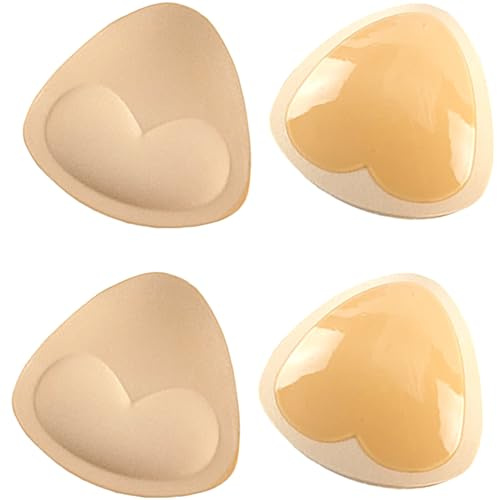 WUBAYI 2 pares de insertos push-up para sujetador, acolchado de espuma beige con costuras reforzadas, lavable a máquina