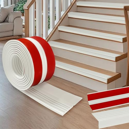 Treppenkantenprofil Selbstklebend, 500 x 9.5cm PVC Treppenkanten-Schutzprofil, Treppenprofil Rutschschutz Wasserdicht L-Form Treppenkantenschutz, für Außen- und Innenbereich