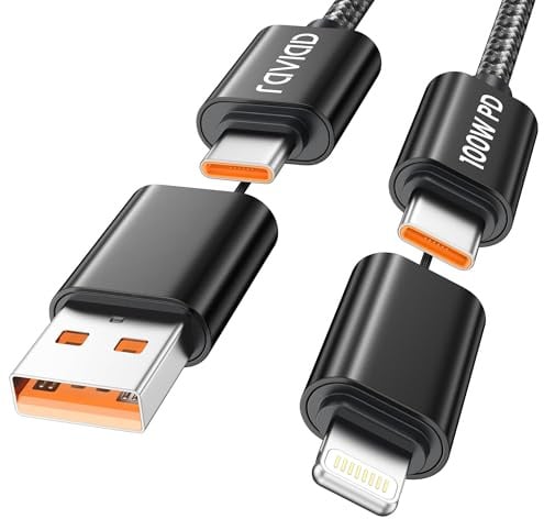 RAVIAD 100W Multi USB Kabel [2M] 4 in 1 Multi Ladekabel 3A Schnellladekabel