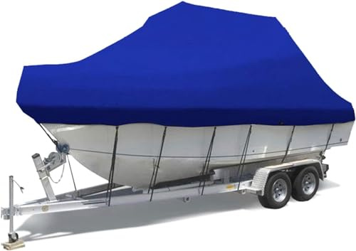 Bâche de protection imperméable 600D résistante de 5,2 à 8,2 m – Résistante aux déchirures et réglable pour bateaux de pêche à coque en V – Bleu