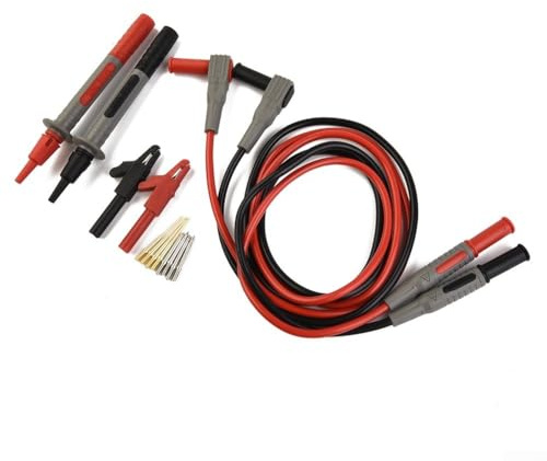 ZiStarlilife Multimeter-Testset, 12-in-1 mit Bananenstecker, 4 mm männlich, gerade und 90 Grad, 2 mm und 0,3 mm Sondenspitzen, Clips, CAT III 1000 V, 15 A, 1 m Verlängerungskabel