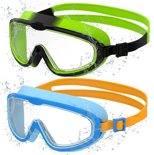 Seaflar 2Pcs Occhialini da Nuoto Montatura Ampia per Bambini dai 3 ai 14