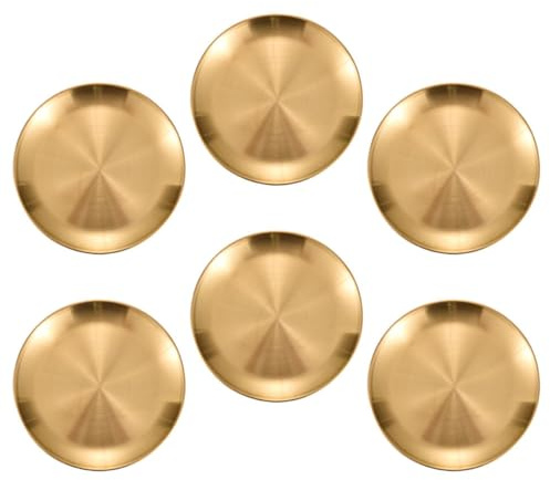 NIYANGLE Assiettes Acier Inoxydable Plates Rondes 6 Pièces Résistantes pour Usage Extérieur Camping et Repas en Plein Air
