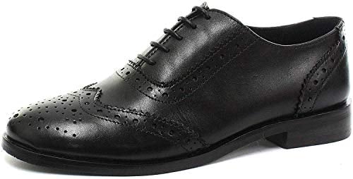 Cipriata Damen Violetta Leder Brogue Oxford Schuhe (38 EU) (Schwarz)