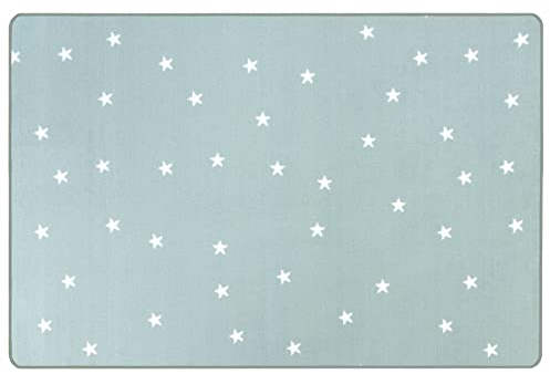 Primaflor Kinderteppich mit Sternen - Stella, Pastell Mint-Grün, 140 x 200 cm, Hochwertiger und Pflegeleichter Teppich für Kinder- und Babyzimmer, Spielteppich für Mädchen und Jungen
