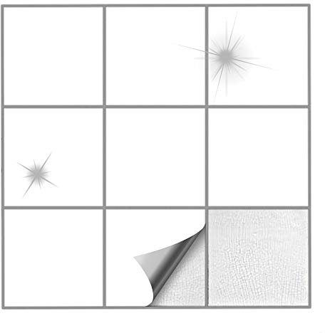 Kiwistar Adesivi per piastrelle, colore bianco lucido, 20 x 20 cm, 25 pezzi, piastrelle adesive